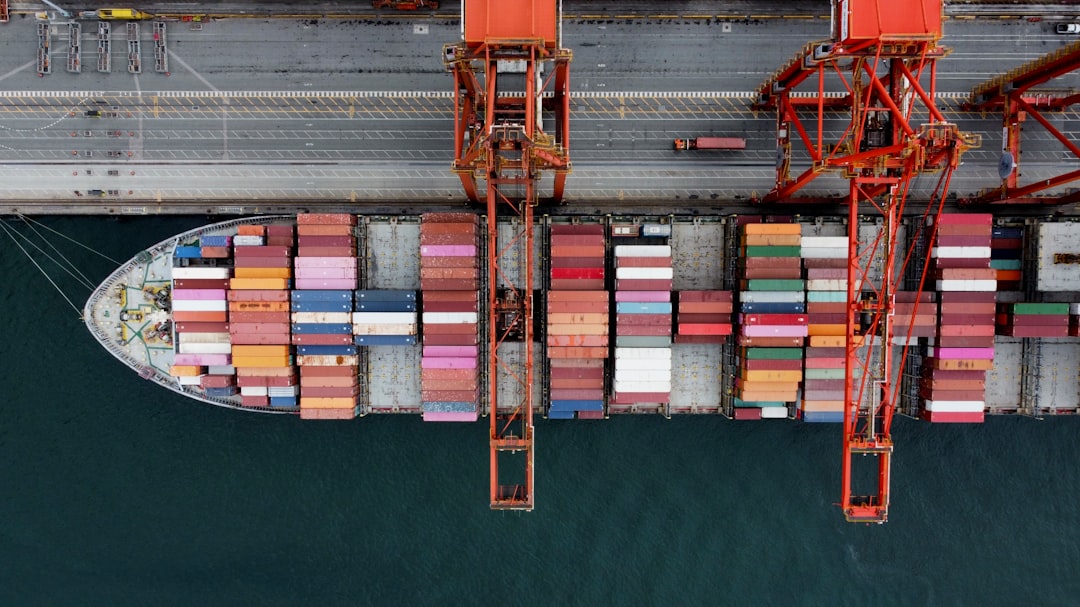 Aerial view of port logistics operations