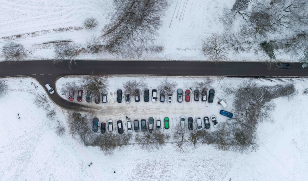 Truck fleet parked at logistics facility